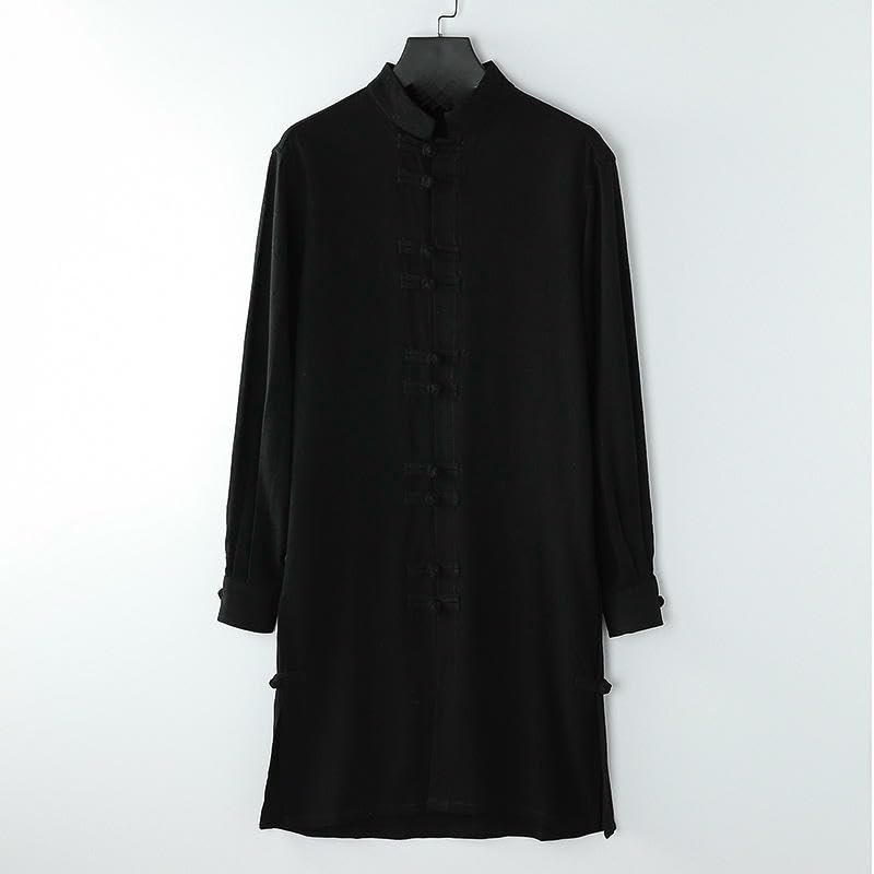 Robe longue en lin coupe ample style chinois traditionnel cape homme