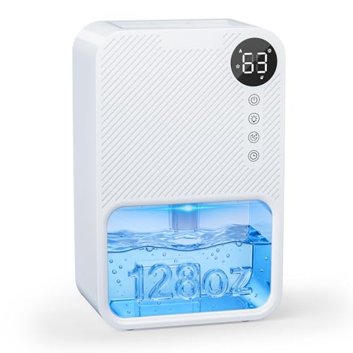 Dehumidifier,128oz Visible Water Tank 1000 sq.ft Dehumidifier for Home – Quiet Portable Unit with 24-Hour Timer, Auto Shut-off, Sleep Mode & 7-Color Night Light for Bathroom, Bedroom, Basement, RV