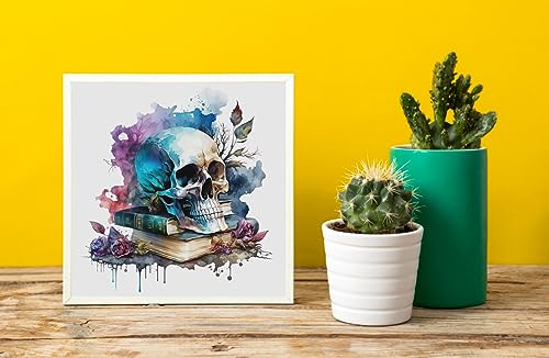 Image of Moohue Stamped Cross Stitch Kits for Adults Clearance Skull 14CT Pre Printed Cross Stitch Kits for Beginners (Skull 4)