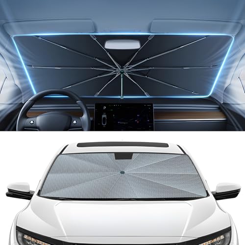 Image of Autorder Windshield Sun Shade Umbrella for 2016-2021 Honda Civic Accessories,Upgraded Ice Crystal Material,Easy Setup Umbrella Sunshade for Car Windshield,100% Sun Blocking