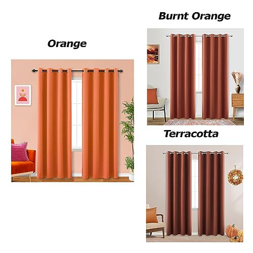 Image of KOUFALL Orange Grommet Curtains 52x84 Inches Long