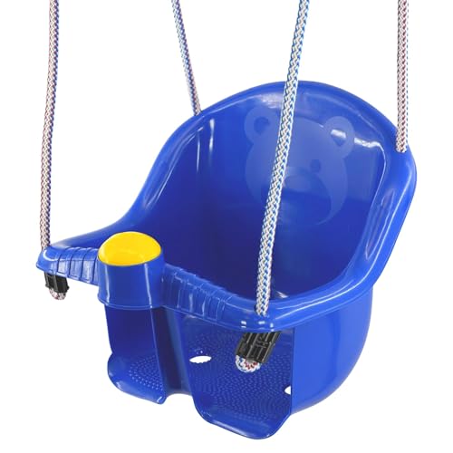MTS Safety Swing Seat for Toddlers Easy Install Durable Blue Garden Baby Swing for Indoor & Outdoor Supports 40kg Enhances Motor Skills Suitable for Ages 1-3 Adjustable Ropes Included