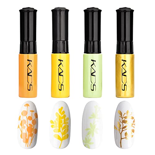 Nagellack Set 4 Farben gelbe gold serie Druck Polnischen einfarbig Stempeln Lack Nageldesign Maniküre Detailliertes Malerei Nagel Kunst Werkzeug