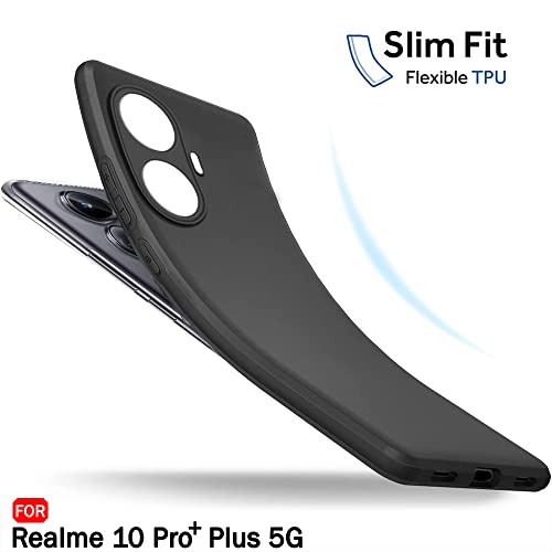 Image of TheGiftKart Sleek Back Cover Case for Realme 10 Pro Plus 5G | Slim Fit Protective Design | Ultra Matte Finish | Camera Protection Bump | Soft Silicon Back Case for Realme 10 Pro Plus 5G (TPU | Black)