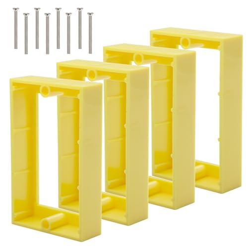 Image of Single Gang Receptacle Outlet Box Extenders 3 /4 inch,Yellow,Pack of 4 | Electric Outlet Extender Box With 8 screws; Box Extender 1 Gang for Electric Box and Electric Outlet Switches.