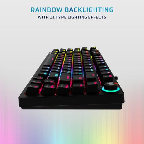 Image of EvoFox Katana X2 TKL Mechanical Gaming Keyboard | 3‑Pin Replaceable Clicky Blue Switches, Dynamic Backlighting, All Keys Anti‑Ghosting, Volume Knob, Copilot, Xbox Gamebar, Screenshot & More (Black)