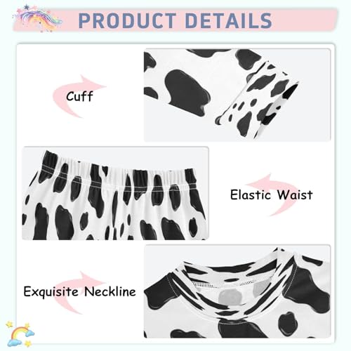 Pajama Sets Long Sleeve Cute Country Cow Animal Soft Comfy Sleepwear 2 Piece PJS 3-8T4