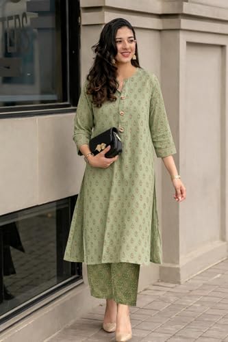 Image of ANNI Designer Kurta Set for Women Viscose Printed | Kurti Set for Woman | Kurta Pant Set | 2 Piece Set Women | Mandarin Neck 3 /4 Sleeve Regular Fit Stylish Ethnic Outfit Clothing