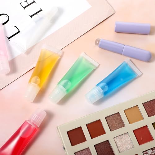 10 Pcs Refillable Travel Toothpaste Tube Empty Lip Gloss Tubes 10ml Clear Lip Balm Containers Refillable Empty Tubes Bottles Balm for Sample Shampoo Makeup Facial Cleanser Lips Gloss2