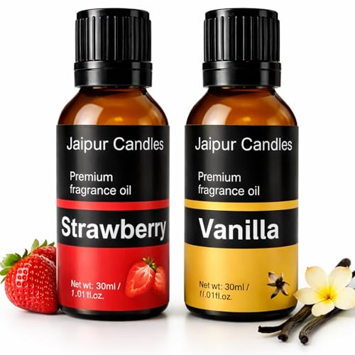 Image of Fragrance Oil | 30 ml | Aroma Oil for Home Fragrance | Best for Aromatherapy | Use in Diffusers, Candles, Air Fresheners (30ml+30ml, Vanilla, Strawberry)