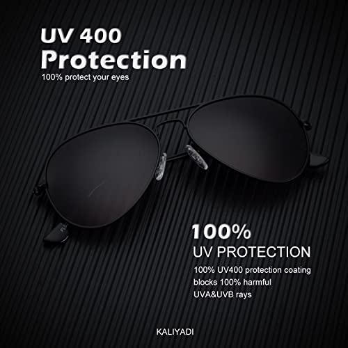 Image of KALIYADI Classic Aviator Sunglasses for Men Women Driving Sun glasses Polarized Lens UV Blocking