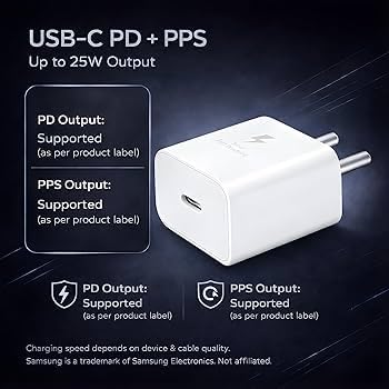 Image of Samsung Compatible 25W Fast Charger Adapter for Samsung Galaxy | USB-C Super Fast Charging 25 Watt Wall Charger | Samsung 25W Adapter Type C for Galaxy S24 S23 S22 S21 FE S20 Note 20 A73 A53 A34