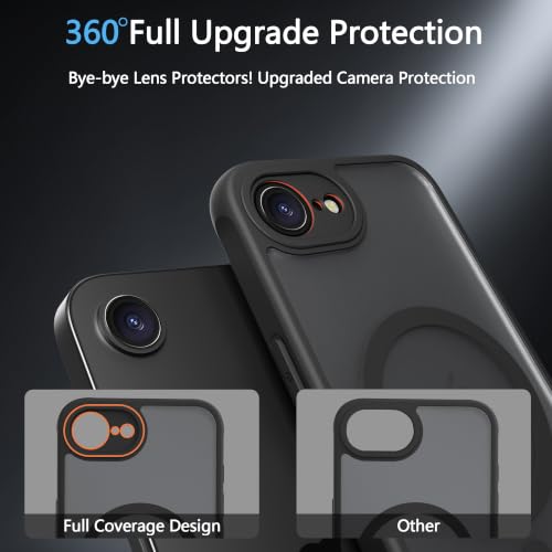 Image of for iPhone 16E /17e Case [Compatible with Magsafe]Translucent Matte Phone Cover, [10 FT Military Grade Drop Protection] Slim Durable Shockproof Protective Bumper (Black Magnetic, iPhone 16E /17e)