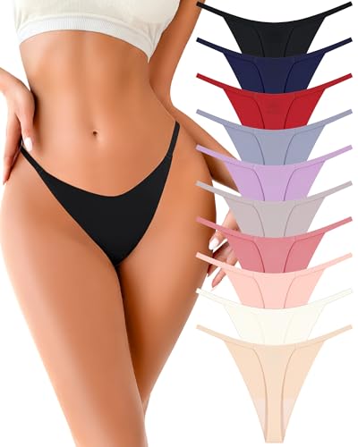 Image of UNDER THE SEA 10 Pack G String Thongs for Women Seamless Underwear Low Rise No Show Thong Stretch Womens Panties Sexy XS-2XL