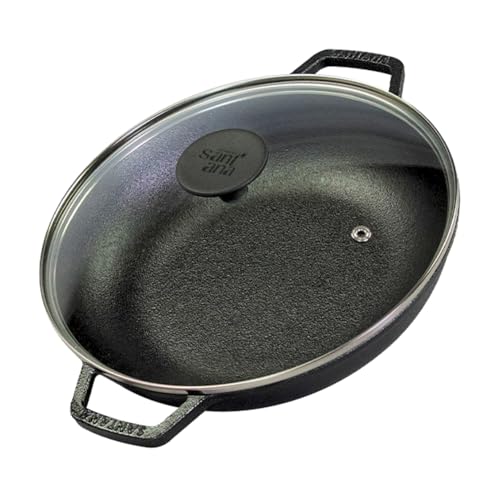 Santana Frigideira Wok Em Ferro Fundido 25 Cm Resistente Mantém Calor Sabor (Preto)