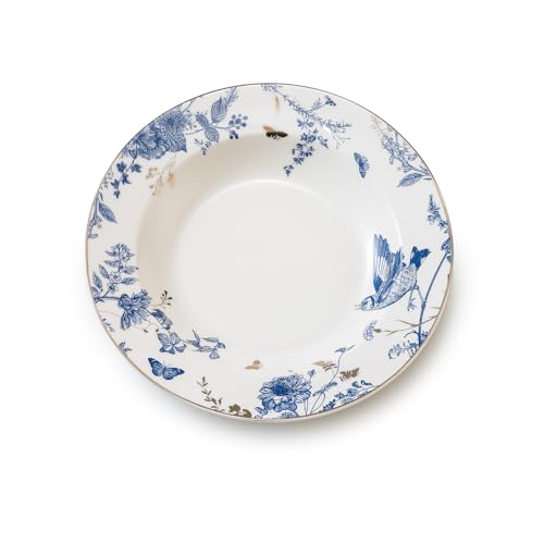 KAITOER Soup and Pasta Bowls Set of 4,Ceramic Soup Bowls Dinner Bowls Plates Porcelain 9 inches Wide Rim Bowls Set Floral Dinnerware Set Pasta Plates Ideal Serving for Soup, Dessert - Thumbnail 4