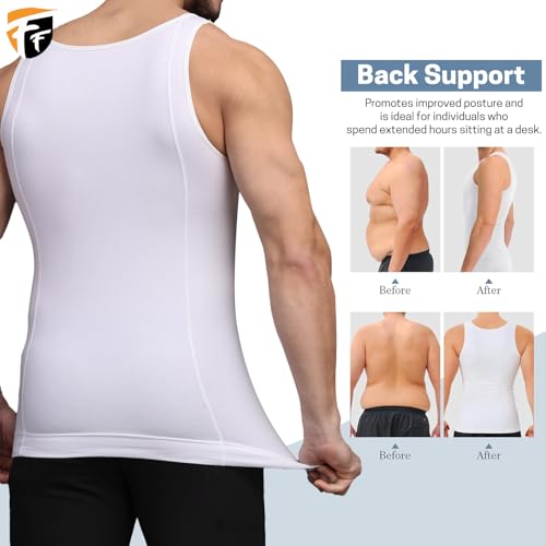 Image of FF Mens Cotton Compression Shirt Slimming Body Shaper Vest Sleeveless Waist Trainer Workout Tank Top Tummy Control Shapewear