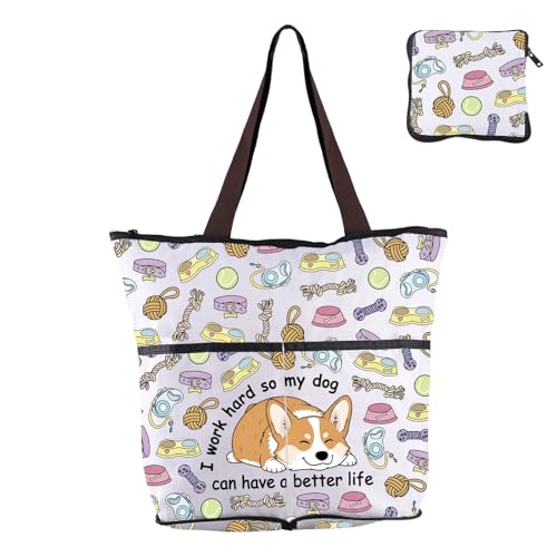 Sac de courses pliable pour chien - Cabas réutilisable en toile imprimée