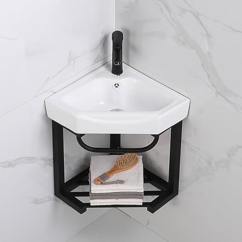 Lavabo De Esquina For Baño,Lavabo Pequeño De Pared,Lavabo De Baño Con Contenedor De Almacenamiento,Lavabo De Porcelana Mural,Pequeño Lavabo De Esquina,Diseño De Conjunto De Armario Montado En La Pared