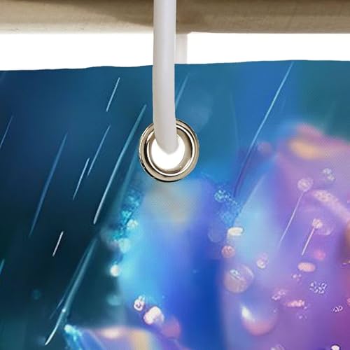 Rideau douche 150x210cm lavable en polyester violet fleur avec 12 crochets - 4