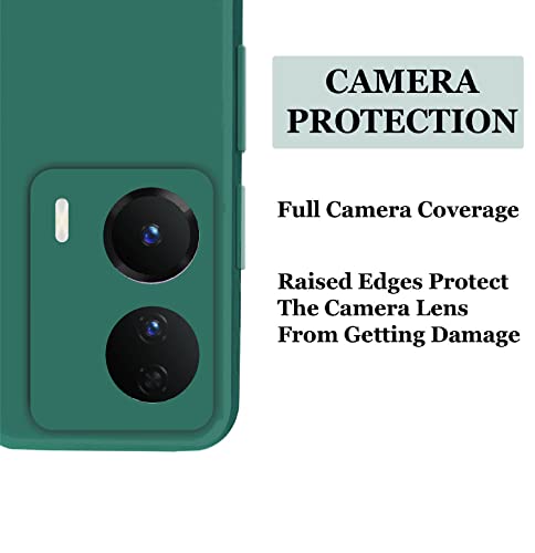 Image of A rtistque Liquid Silicone Back Cover Case for Vivo Y16 Matte Shockproof TPU Soft Flexible with Camera Protection - Green
