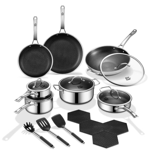 Image of 20-Piece Hybrid Stainless Steel Cookware Set, Non Stick Pots and Pans