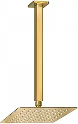 Ducha Chuveiro 20x20 De Teto Inox Com Braço 30 Cm Dourada