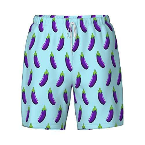 Men Eggplant Purple Swim Trunks with Compression Liner Board Shorts2