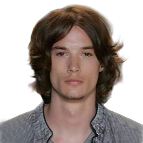 STfantasy Peluca Hombre Corta Marrón Layered Cosplay Costume Party Anime Men Wigs