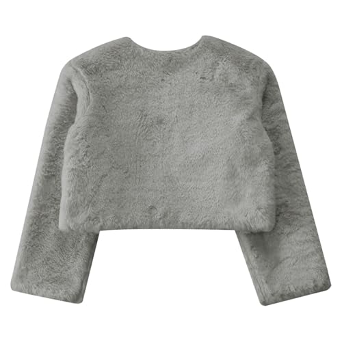 YiZYiF Bolero Shrug for Girls Faux Fur Dress Coat Open Front Crop Jacket Party Dress Cover Up Cardigan Tops4