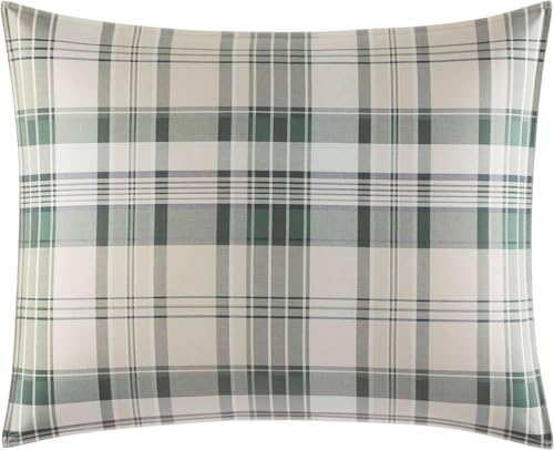 Image of Eddie Bauer - Queen Comforter Set, Reversible Cotton Bedding with Matching Shams, Plaid Home Decor for All Seasons (Timbers Green, Queen)