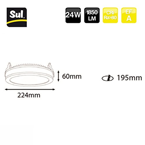Sulion Surfix Empotrable Downlight LED, 24 W, Blanco