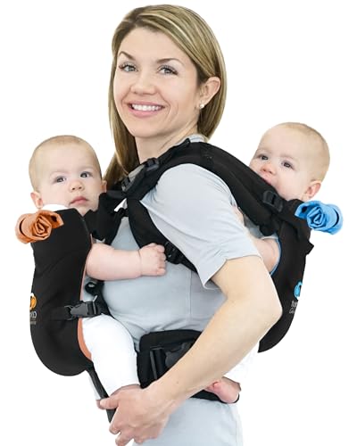 Image of TwinGo Carrier - Lite Model - Classic Black - Works as a Tandem or Single Baby Carrier (Extra Straps Sold Separately). Adjustable for Men, Women, Twins and Babies Between 10-45 lbs