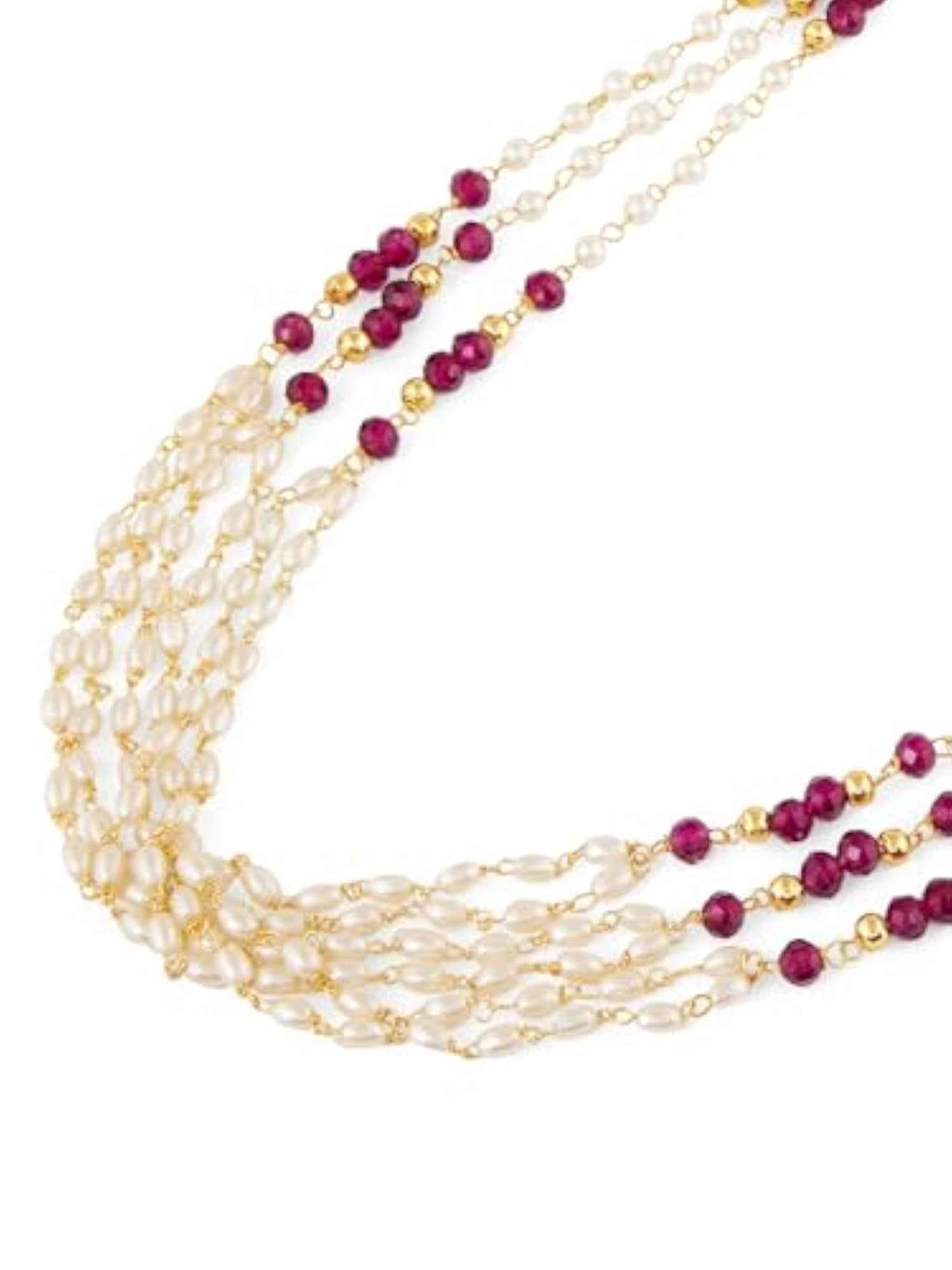 Purple Beads and Pearls Multistrand Fusion Necklace