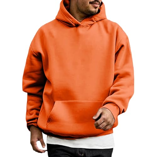 Mens Hoodies Pullover Lightweight Long Sleeve Hooded Sweatshirt Solid Color Y2K Hoodie Trendy Fall Winter Pullover Hoodies4