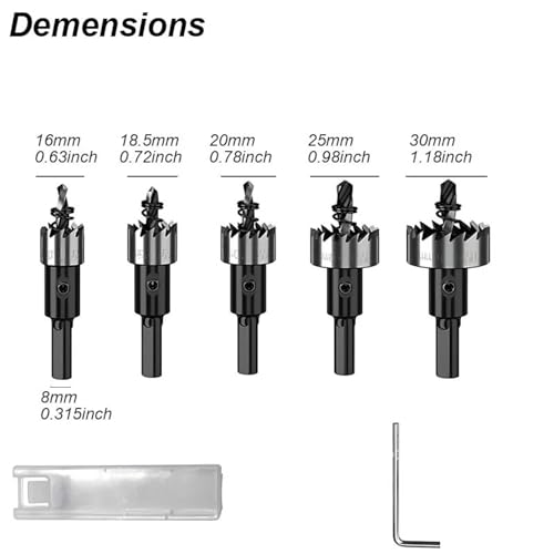 Set de brocas Hole Saw para metal y madera HSS miniatura 6