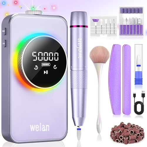 Welan Electric Nail Drill Professional, 50000RPM Electric Nail File Portable Nail Drill Kit 6000mAh...