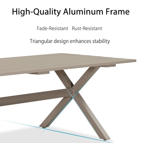 Image of PURPLE LEAF 9 Pieces Outdoor Dining Set with Patio Aluminium Square Dining Table and Wicker Rattan Chairs Modern Furniture Cushions Sets for Backyard Indoor Decor Kitchen Champagne