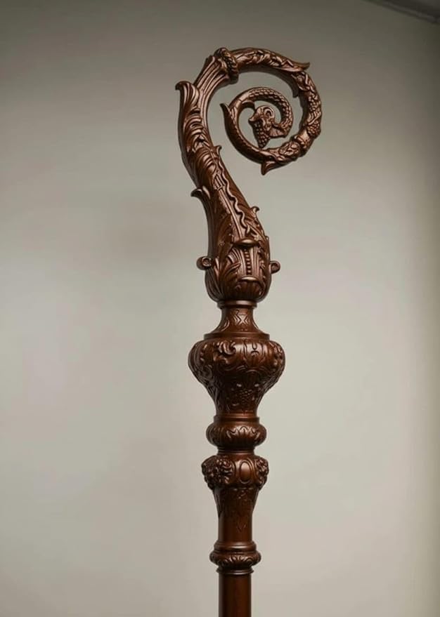 Wooden Crozier Bishop Brown Staff Crosier Quality Craftsmanship, 72" High