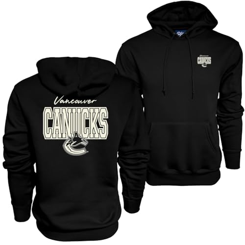Blue 84 Vancouver Canucks NHL Officially Licensed Hooded Sweatshirt Pop Echo Black, Small