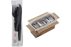 250 Individually Wrapped Plastic Cutlery Sets with Napkins and Condiments