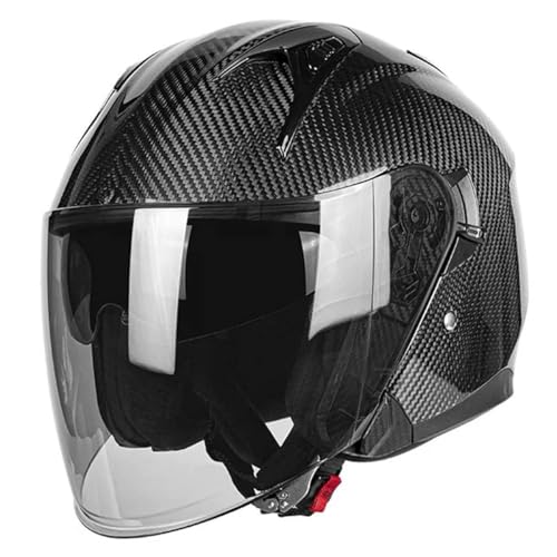 Casco moto fibra de carbono ultra ligero y abierto estilo retro 3/4 con ajuste micrométrico