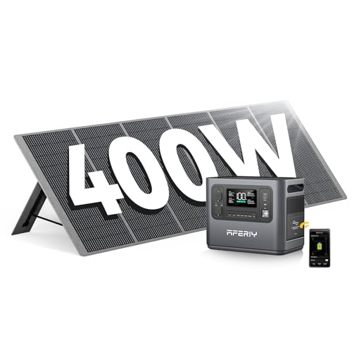 AFERIY Generatore solare da 2400 W con pannello da 400 W, 2048 Wh (picco da 4800 W), batteria LiFePO4, 220 V-240 V, pieghevole con USB, IP65, per camp