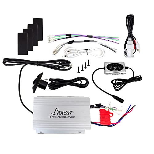 Image of Lanzar 4 Channel Quad Waterproof 4 inch UTV /ATV /Snowmobile /Marine Amplified Speaker System with Bluetooth Audio Interface