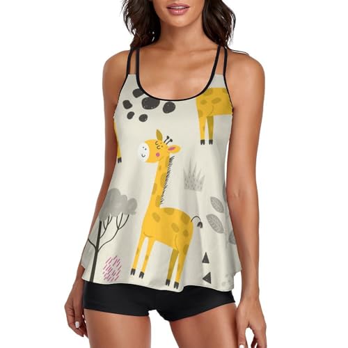 Bikini avec short de garçon motif girafe résolvant le manque de confort