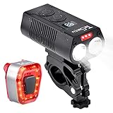 TESECU LED Bike Light USB Rear Bicycle Light 1300 Lumen 5000mAh Rechargeable Bike Tail Light and Front Light Set Bright Cycle Headlight Fits All Mountain & Road Bike, Waterproof