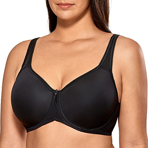 DELIMIRA Women's T-Shirt Full Coverage Plus Size Seamless Padded Underwire Bra Black 36D DELIMIRA Women's T-Shirt Full Coverage Plus Size Seamless Padded Underwire Bra Black 36D