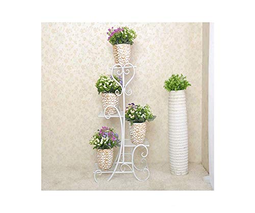 WAJI European wrought iron flower stand home indoor multi-level living room green flower stand rack-White