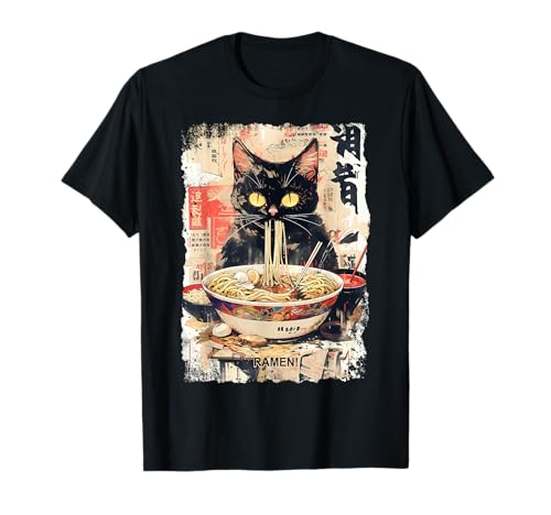 Ramen Nudeln Katze Japan Y2K Kawaii Retro Katzen Manga Anime T-Shirt