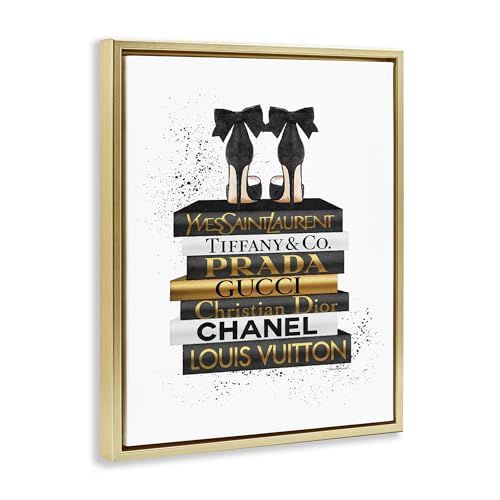 Image of Glam Bookstack Animal Print, 16 x 20 Inch Canvas in Floater Frame | Stupell Industries . By Amanda Greenwood . Ready to hang . Made in USA